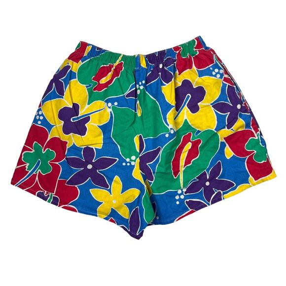 Vintage 80s AOP Floral Hibiscus Casual High Rise Elastic Waist Short Womens XS/S - Picture 2 of 5